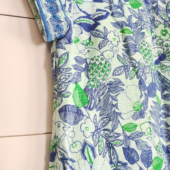 Vineyard Vines Bird Print Linen Blend Cordia Embroidered Shift Dress Preppy 0 - Picture 7 of 12